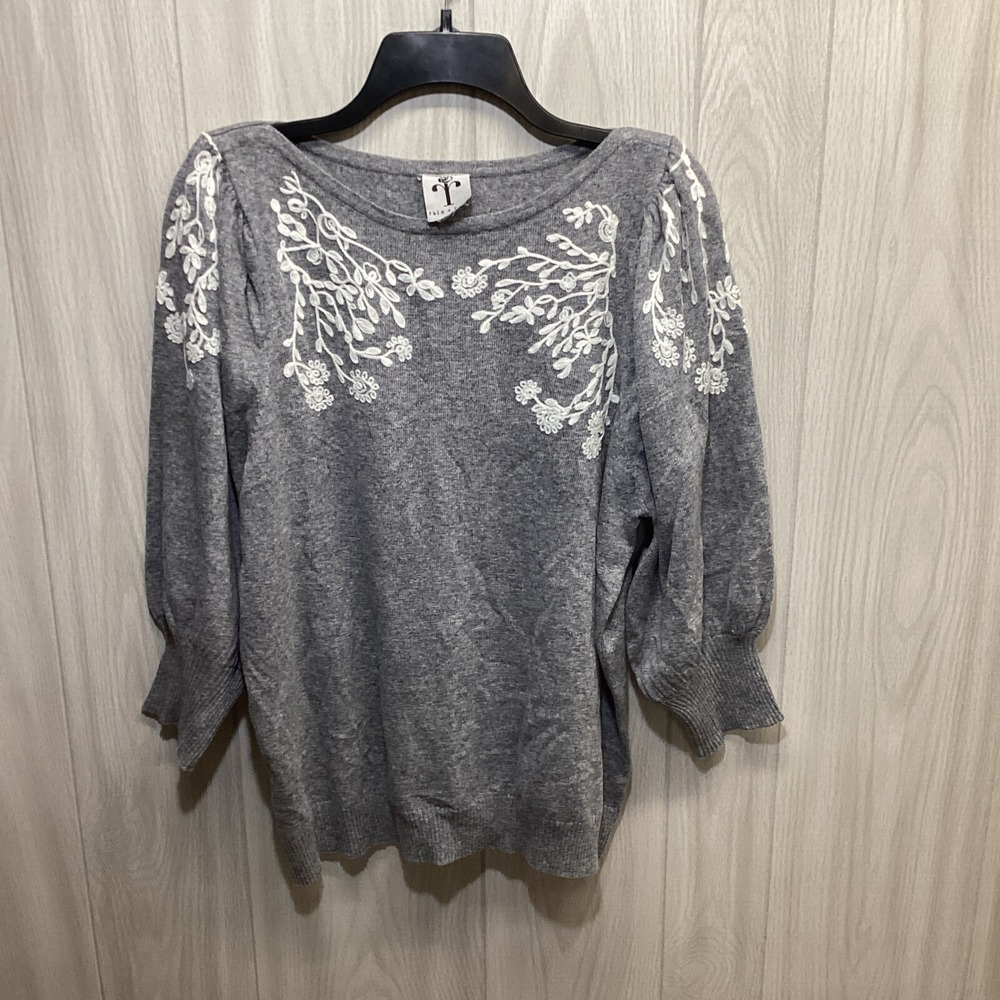 RAIN + ROSE Women's (21x24) Tightknit Lightweight Embellished 3/4 Sleeve Sweater